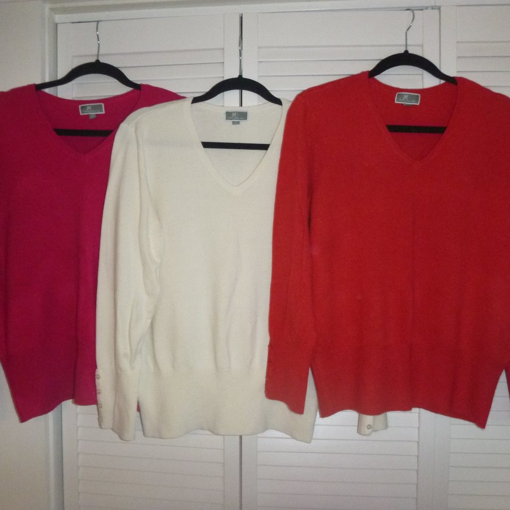 Two JM Collection V-neck Sweaters